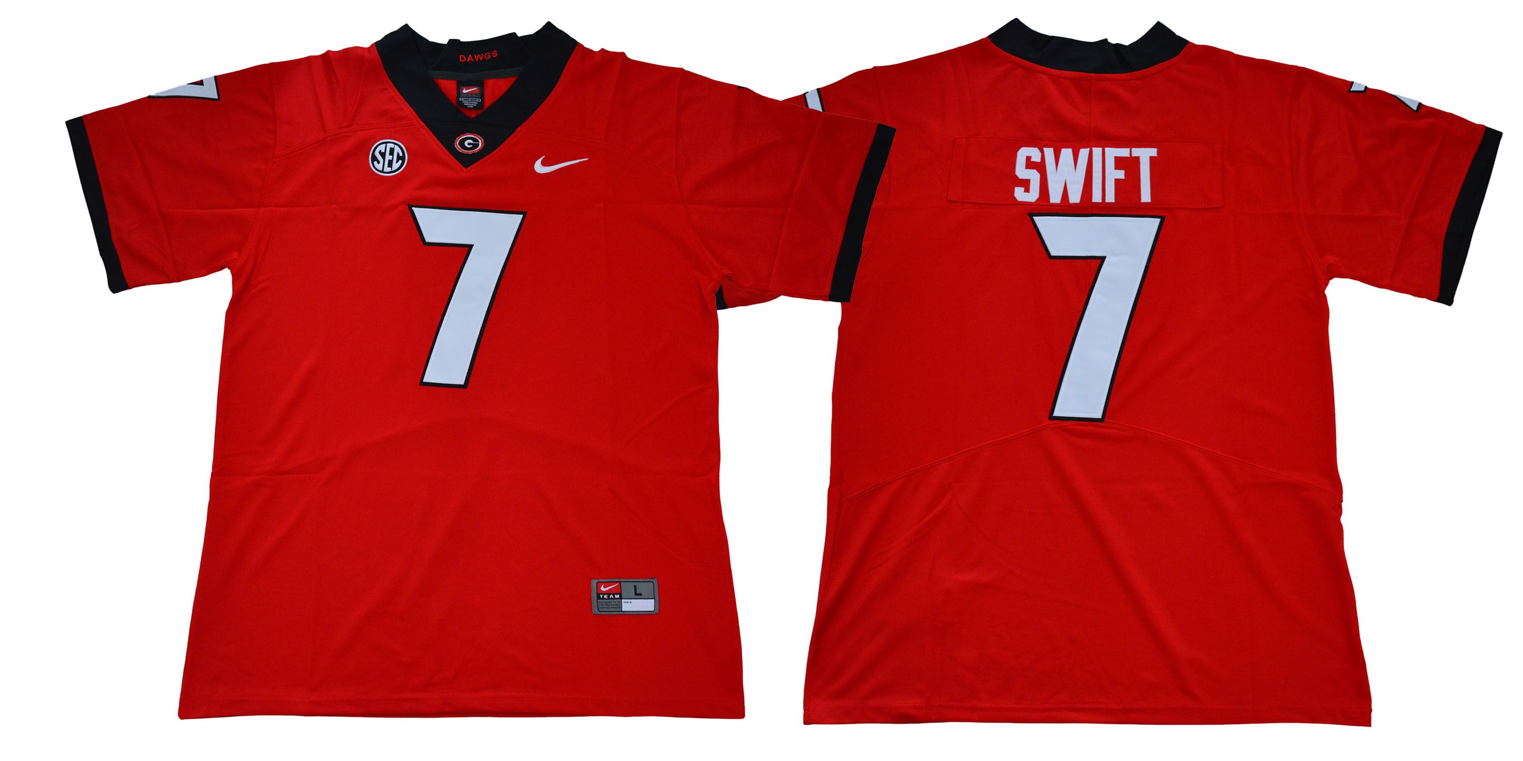 Men Georgia Bulldogs #7 Swift Legend red NCAA Jerseys->ncaa teams->NCAA Jersey